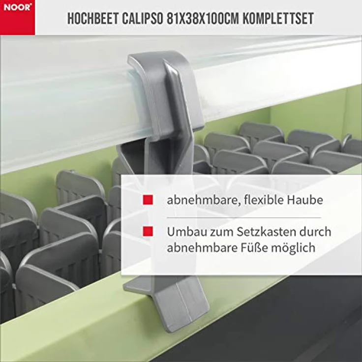 NOOR Hochbeet Calipso Komplettset mit Haube I Blumenkasten mit 40 l Volumen I Die Abdeckhaube bietet optimalen Schutz I Pflegen Sie ganz einfach Ihre Pflanzen & Setzlinge I Linde – Bild 4