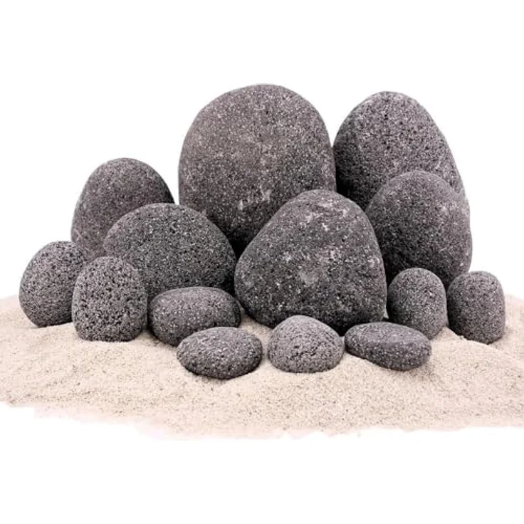 AquaOne Aquarium Steine Zen Pebbles Grau 10 kg Gr.M 7-9 cm pro Stein - Aquascaping Gestein Dekoration Terrarium Nanobecken Landschaft – Bild 4