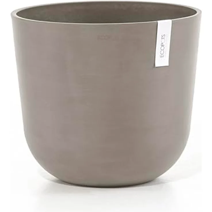 Ecopots Decolines 35 cm Ø Taupe Kunststoff-Blumentöpfe | Wetterfeste Blumentöpfe für Balkon und Terrasse – Bild 2