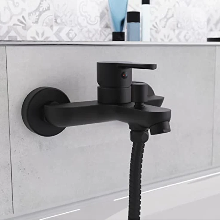 Schütte Badarmatur Noah, matt-schwarz, mit geräuscharmer Keramik-Kartusche und Eco-Click-Funktion – Bild 4