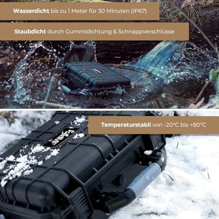 HMF Werkzeugkoffer Robuster Outdoorkoffer mit Druckausgleichsventil und Rasterschaumstoff, Outdoor-Koffer wasserdicht und staubdicht, schwarz – Bild 4