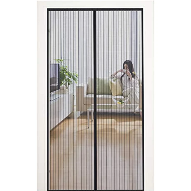 MYCARBON Fliegengitter Tür Magnet 140x250cm, Insektenschutz für Balkontüren, lautlos schließend, ohne Bohren, schwarz – Bild 1
