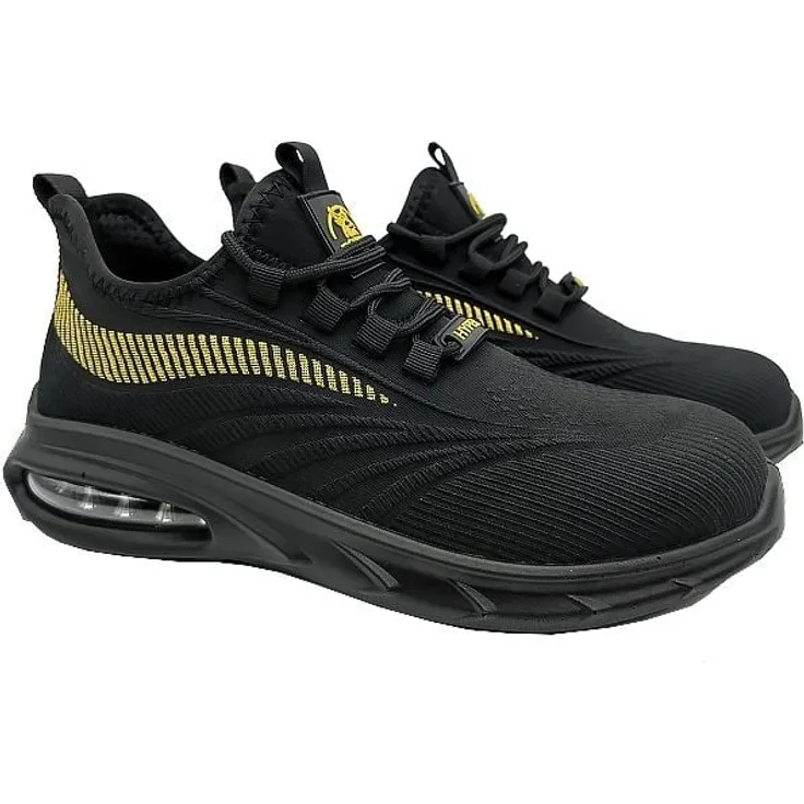Power Safe Sicherheits-Sneaker Hyper S1P, S1P Schutzklasse mit Stahl-Zehenschutzkappe, schwarz-gold, Größe 46