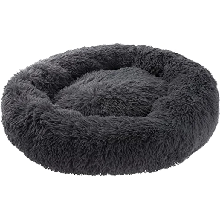 Petstuff Hundekissen Rund Donut, rutschfest, flauschig, waschbar, Farb- u. Größenwahl, dunkelgrau, Ø 60 cm – Bild 1
