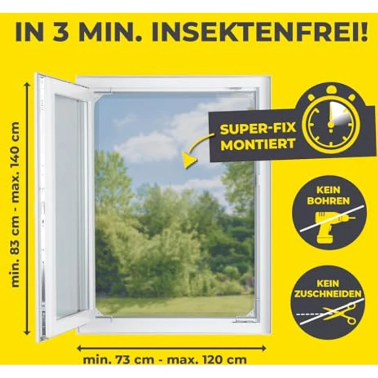 EASYmaxx Insektenschutz-Fensterrahmen Insect Protect, Teleskop-Insektenschutzgitter, weiß, mit vormontierten Rahmen – Bild 4