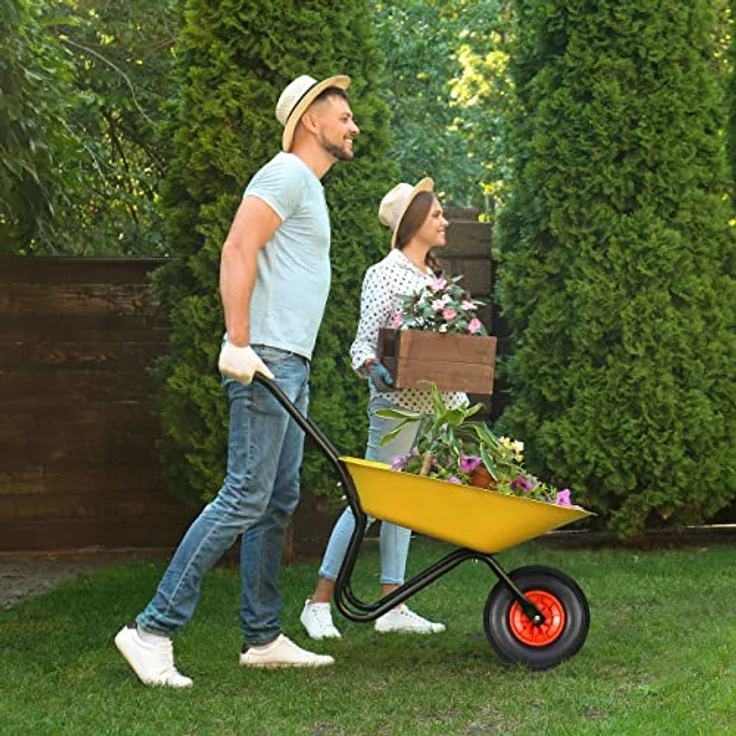 Relaxdays Schubkarrenrad 4.00-6, Vollgummirad mit Kunststofffelge, 3 Adapter, Ersatzrad pannensicher, 100kg, schwarz-rot, 33 x 33 x 9 cm – Bild 3