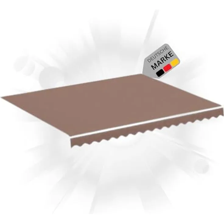 DELUKE® Markisenbespannung Markisenstoff Wasserabweisend Reißfest | Braun, für 300x250cm Rahmen | Markise mit Volant