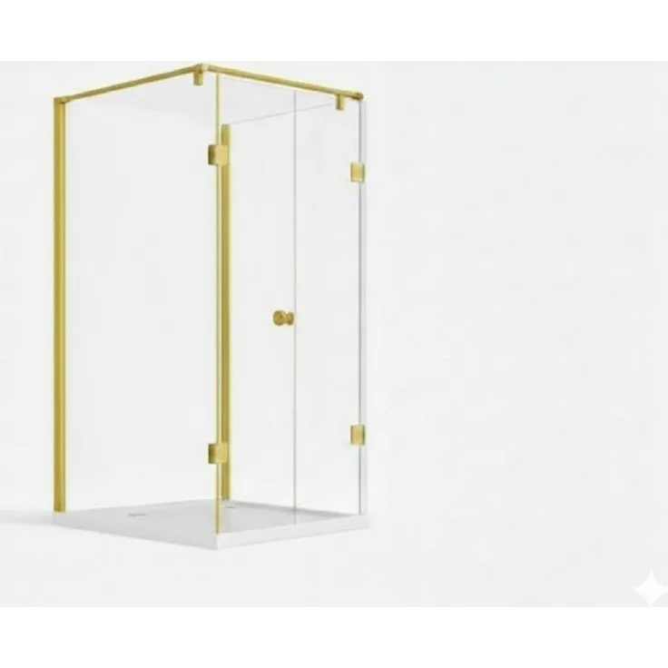 BuyLando Glaswerk Westfalen Emma U-Duschkabine 80x120x80cm, Klarglas, Gold-Beschläge, wasserabweisend, 8mm ESG-Sicherheitsglas