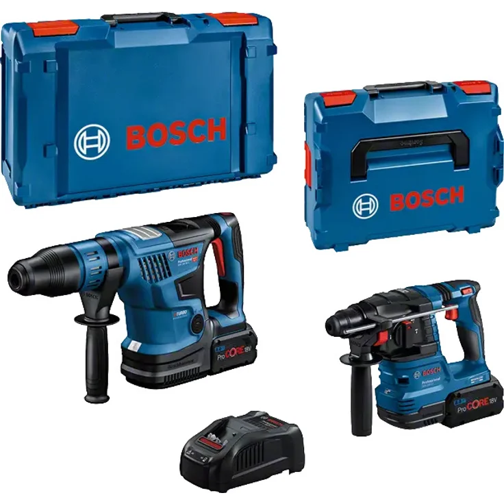 Bosch Professional GBH 18V-22 + GBH 18V-36C Akku-Bohrhammer-Set (2xPC8,0Ah,GAL) (0615A5003C), Combo Kit 2-tlg. mit SDS plus- und SDS max-Hammer, 2x 8.0Ah Akkus, schnellem GAL 1880CV Ladegerät - Bosch, Blau