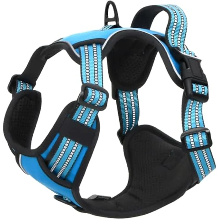 vidaXL Hundegeschirr Reflektierend Verstellbar Blau XL, mit 4 verstellbaren Gurten und atmungsaktivem Netzgewebe – Bild 4