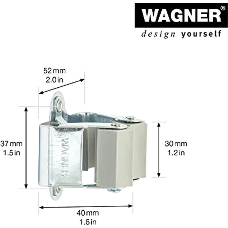 WAGNER - hooks4tools - Gerätehalter CLIP - 52 x 40 x 37 mm, Stahl verzinkt & Kunststoffklemme für Geräte Ø max. 3 cm, Tragkraft bis 2 kg - 15204501 – Bild 2
