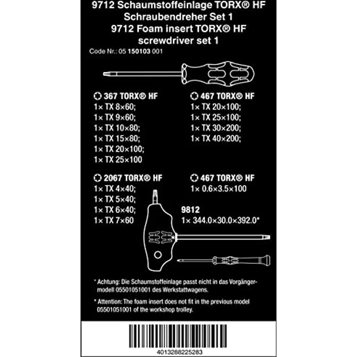 9712 Schaumstoffeinlage TORX HF Schraubendreher Set 1 – Bild 2