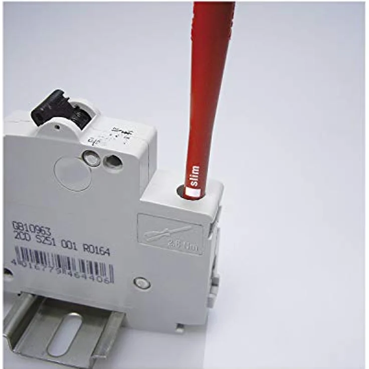 Wiha Schraubendreher SoftFinish electric slimFix Schlitz (35446) 3,5 mm x 100 mm für tiefliegende Schrauben, ergonomischer Griff für kraftvolles Drehen, Allrounder für Elektriker, VDE-geprüft, stückgeprüft – Bild 3