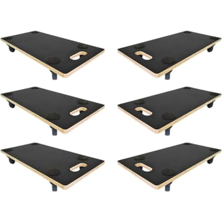 PROREGAL Mega Deal 6x Profi Transportroller, 4 Rollen mit 200 kg Traglast, Siebdruck Holzplatte Schwarz, HxBxT 11,5 x 30 x 60 cm – Bild 1