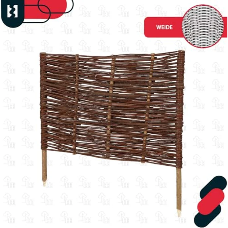 KOTARBAU® 5er Set Weidenzaun Beetbegrenzung, 60 x 40 cm, Braun, Wetterbeständiger Steckzaun für Beeteinfassung und Gartengestaltung – Bild 5