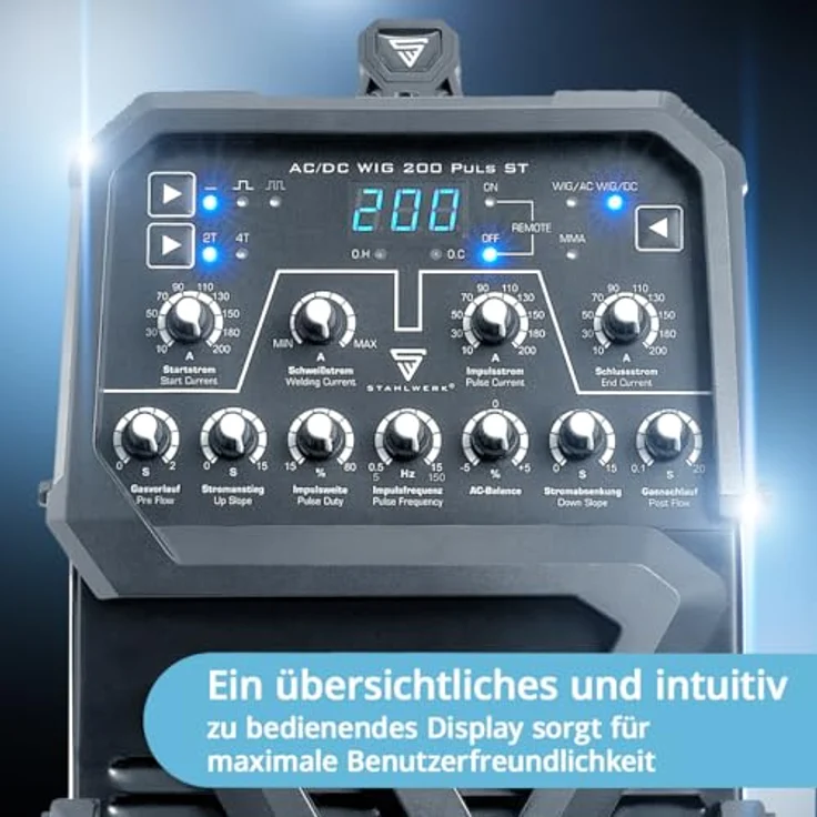 STAHLWERK Schweißgerät ACDC WIG 200 Puls ST, 2-in-1 WIG & MMA, 200A, Aluminium-Modus, IP21S, inkl. Zubehörset – Bild 7