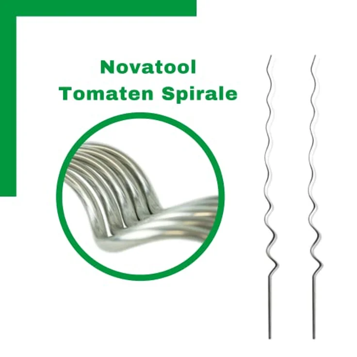 Novatool 50 Tomatenstangen Rankhilfe Ø 5 mm x 1100 mm | Tomatenspiralstäbe verzinkt | Rankstäbe Blumenhalter Pflanzstäbe Tomatenstab – Bild 2