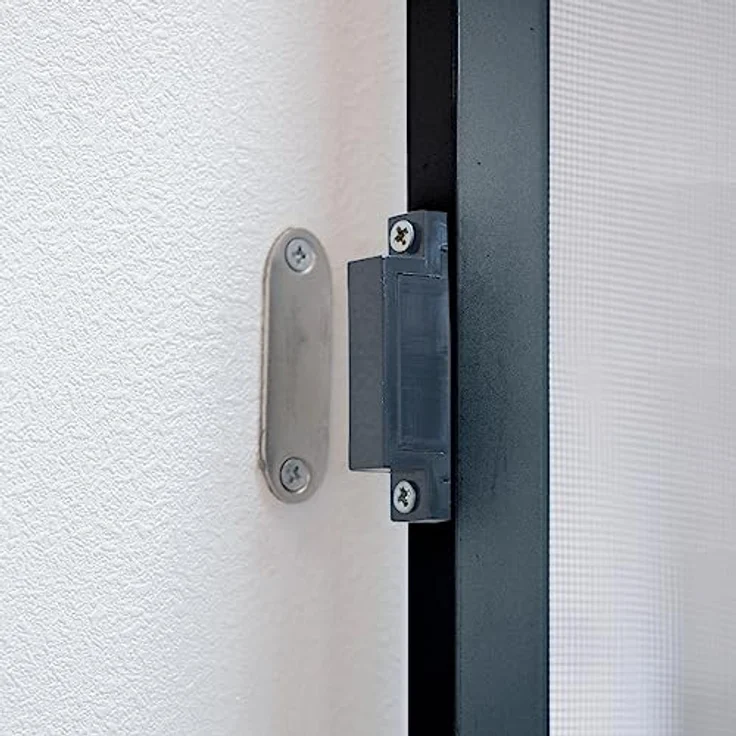 Grafner Fliegengitter Tür, Aluminiumrahmen mit Türschließer und Trittschutz, individuell zuschneidbar, Fiberglas-Gewebe, slim Design, anthrazit, 120 x 240 cm – Bild 5