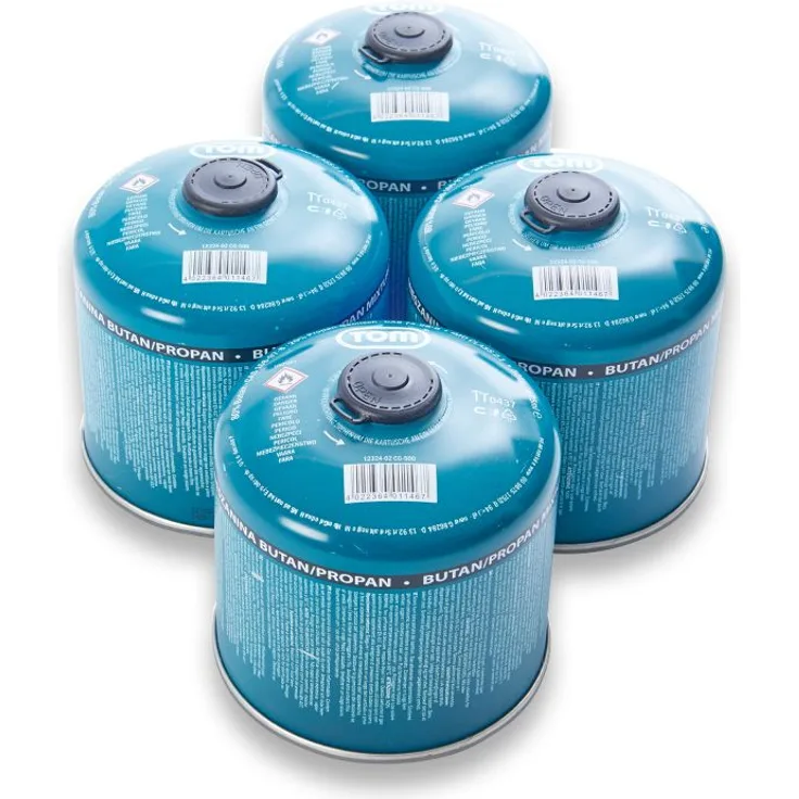 TOM CG-500 Gaskartusche, 500 g mit Sicherheits-Gewindeventil (EN417) für Camping und Gartenarbeit