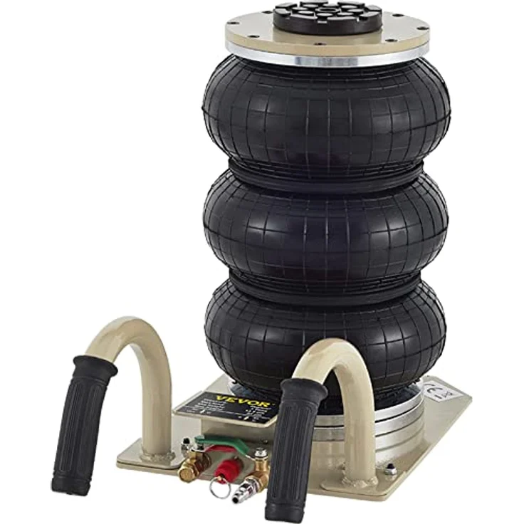 VEVOR Pneumatischer Tragbarer Wagenheber Triple Bag Air Jack 3 t, Dreifachbeutel-Luftheber 140-450 mm Hubhöhe Airbag-Luftwagenheber, 5 Minuten Hub Luftheber Wagenheber mit Kurzem Griff Weiß – Bild 1