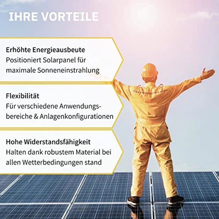 Avoltik Solarpanel Halterung 4 Stück I hochwertige Solarmodul Halterung aus robustem Aluminium I PV Modul Halterung inkl. Dichtung & Schrauben I Aufständerung für Solarmodule mit drehbarem Winkel – Bild 5