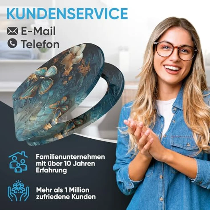 Sanilo WC Sitz mit Absenkautomatik Top Fix Mariposa, antibakterielle Holz-Oberfläche, verstellbare Scharniere, 4-seitiger Druck – Bild 7