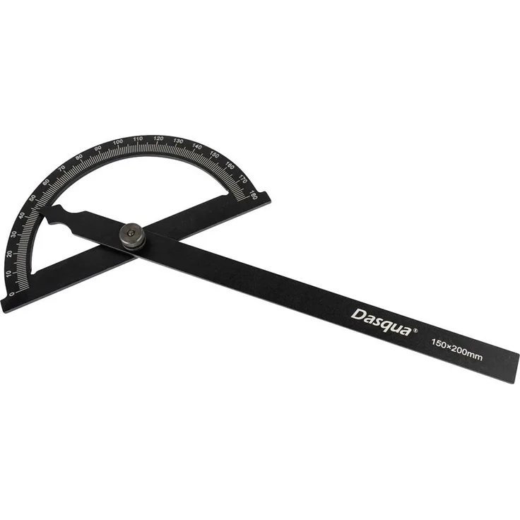 Dasqua 1804-0006 Winkelmesser 180°, Aluminium-Konstruktion mit klar geprägten Markierungen und Feststellschraube, 120L x Dia.80mm