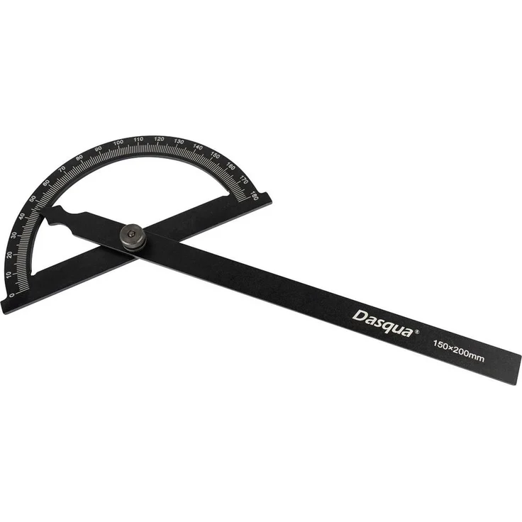 Dasqua 1804-0006 Winkelmesser 180°, Aluminium-Konstruktion mit klar geprägten Markierungen und Feststellschraube, 120L x Dia.80mm