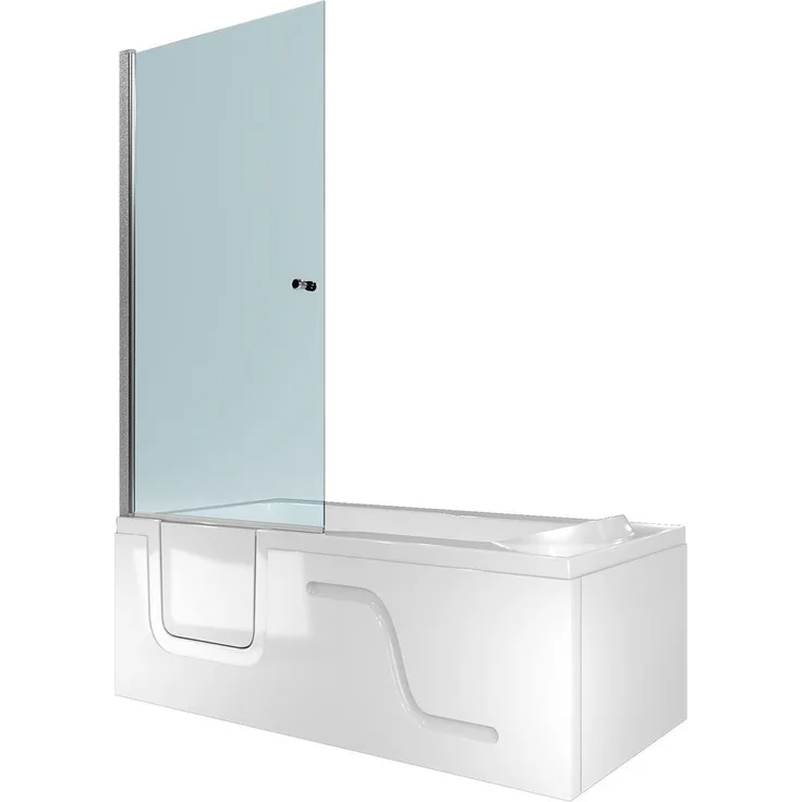 AcquaVapore Komplettdusche Kombi Duschkabine Seniorenwanne mit Tür S17D-EH-R 75x150 cm, Sicherheitsglas ESG, Schnelle Reinigung, Überlauf Abfluss