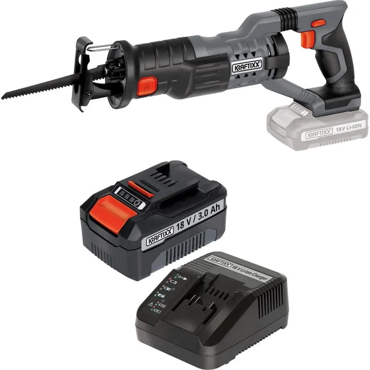 KRAFTIXX® Akku-Säbelsäge KX-RS 18/1 Li, Set mit 3,0Ah Akku, kompatibel mit Einhell Power X-Change, für schnelle Schnitte in Holz, Metall und Kunststoff