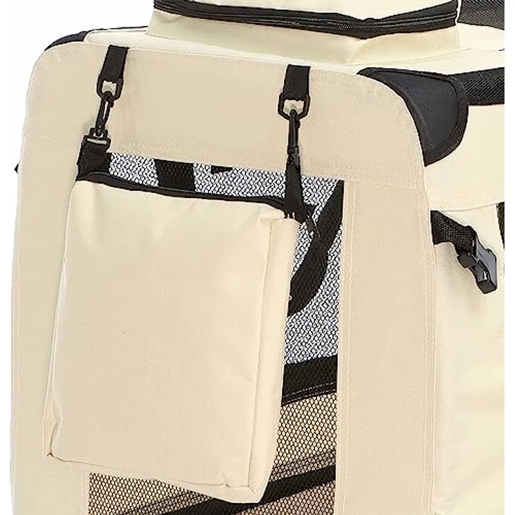 Fudajo Faltbare Transportbox für Hunde, Katzen XXL (90x63x63cm), Robust, Leicht, Sicher, mit Tragegriff und Decke, Beige – Bild 5