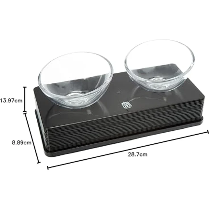 Catit Style Glass Diner, erhöhter Glasnapf, schwarz glänzend, 2 x 200ml – Bild 5