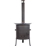 Grillplanet Holzkohlegrill Gulaschkanone mit 30 Liter Gulaschkessel und Deckel, Komplett-Set, Emaillierter Kessel, Einbrennfarbe für Schutzschicht, 1,2 mm Materialstärke