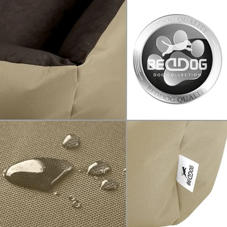 BedDog Hundebett LUPI, Hundekissen mit abziehbaren waschbaren Bezug, Hundekorb, Hundesofa, für kleine Hunde, S, beige-braun – Bild 5