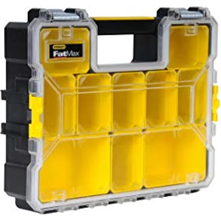 Stanley FatMax Profi-Organizer (44,6 x 11,6 x 35,7 cm, tiefe Fächer, stabiler Deckel, Metallverschlüsse, wasserdicht, herausnehmbare Boxen, extra Box für Kleinteile) 1-97-518 – Bild 9