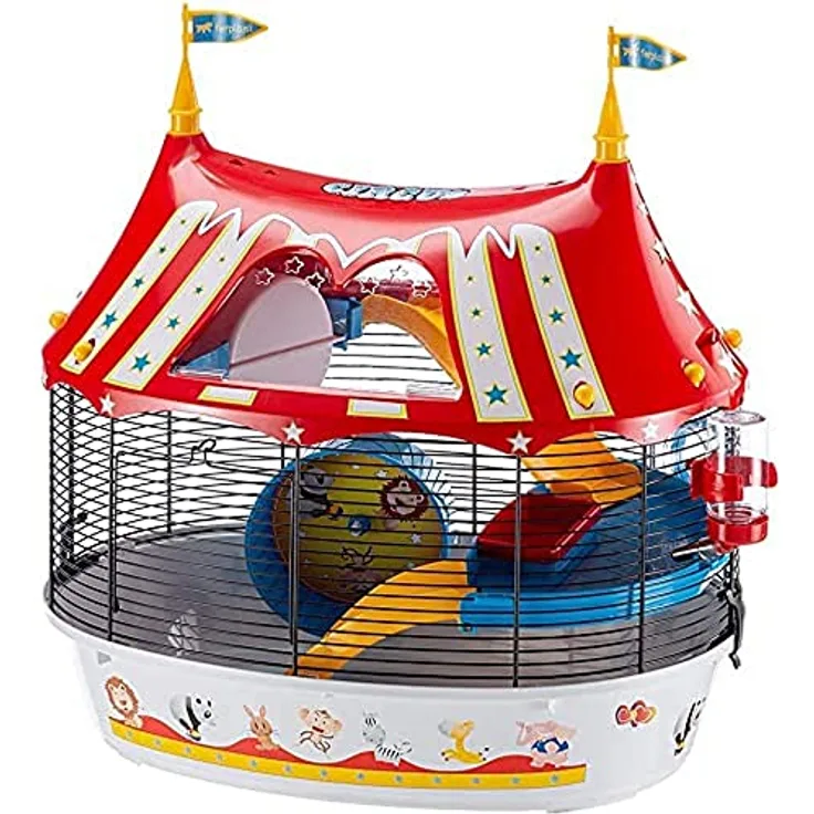 Ferplast Hamsterkäfig, CIRCUS FUN Nagerkäfig, Kleintierkäfig, Hamsterzubehör inklusive, 50 x 34 x h 43 cm.