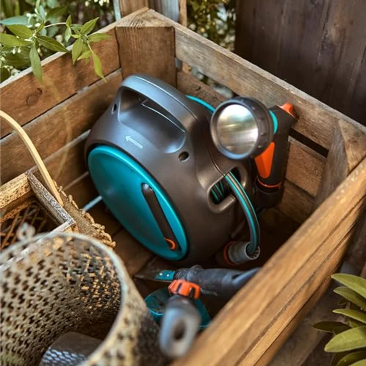 Gardena Mobile Schlauchbox Move, tragbare Schlauchbox mit 10 m Qualitätsschlauch, türkis-anthrazit – Bild 9
