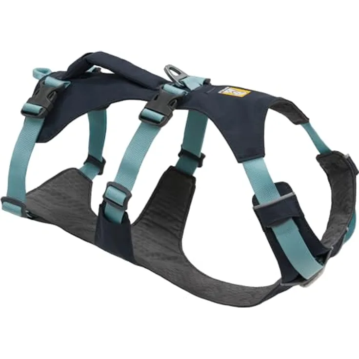 Ruffwear Flagline Hundegeschirr mit Griff, Lleichtes, Verstellbares Gehgeschirr, 3 Leinenbefestigungspunkte, verstärktes Gurtband und starker V-Ring aus Metall Basalt Grey Medium