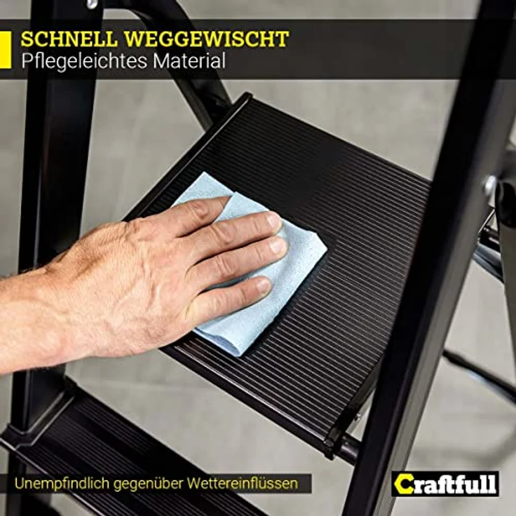 Craftfull CRÄFTFULL Alu Stehleiter CF-133A | 6 Stufen BlackEdition - Klappleiter mit Ablage - Haushaltsleiter - Aluleiter - 150 Kg - Trittleiter 2-6 Stufen – Bild 5