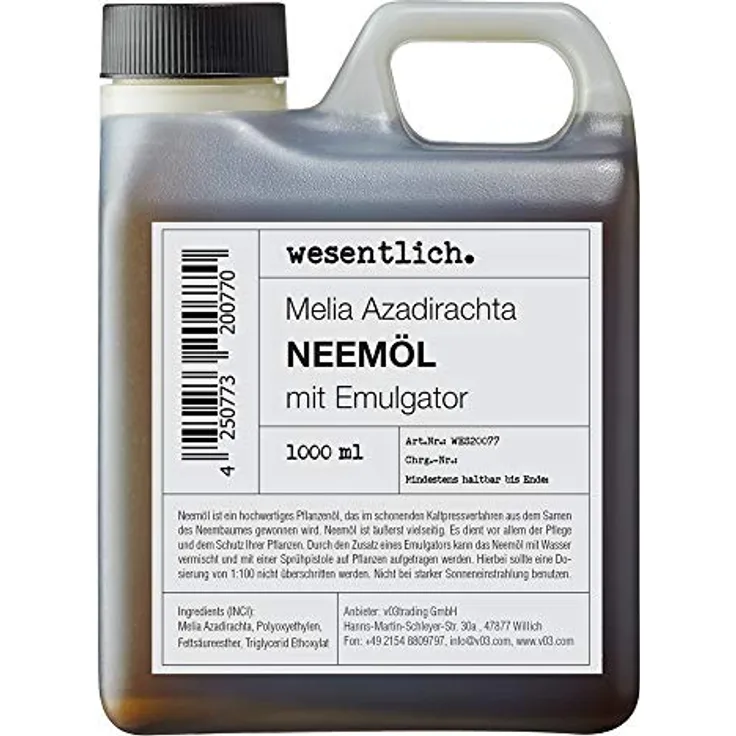 wesentlich. Neemöl mit Emulgator 1000ml - fertig gemischt für sofortige Anwendung