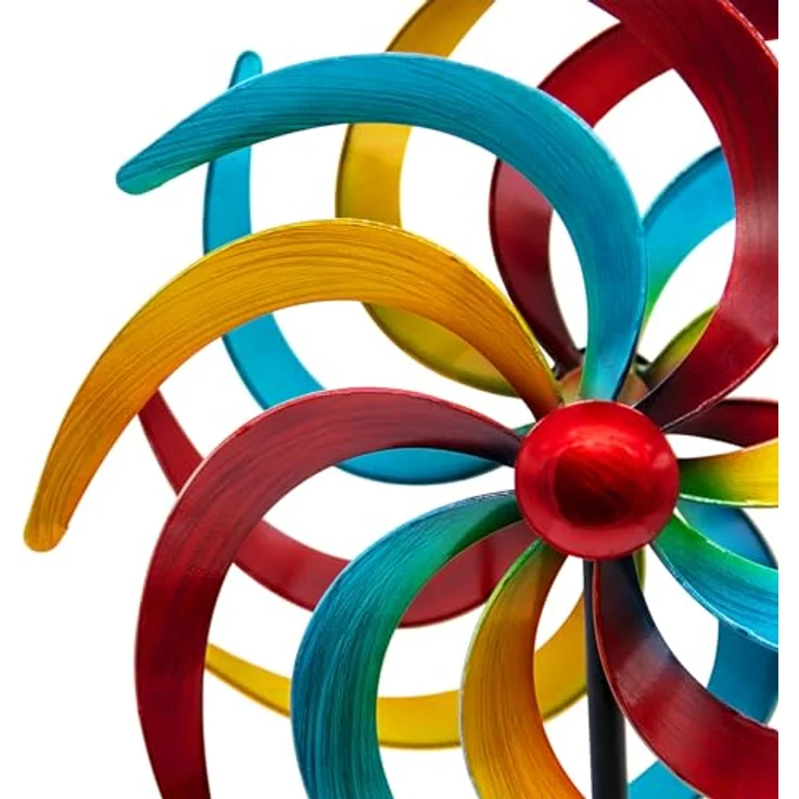Spetebo Metall Windrad bunt - Ø 38 cm/Höhe 140 cm - Deko Windspiel Windmühle Gartenstecker – Bild 6
