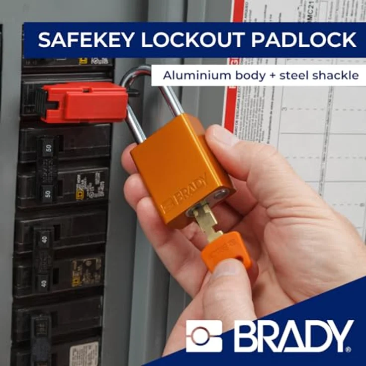 Brady SafeKey Vorhängeschloss Aluminium 6er-Pack - Lockout Schloss mit Schlüssel - Bügelhöhe 38.10 mm - Verschiedenschließend - Silber – Bild 3