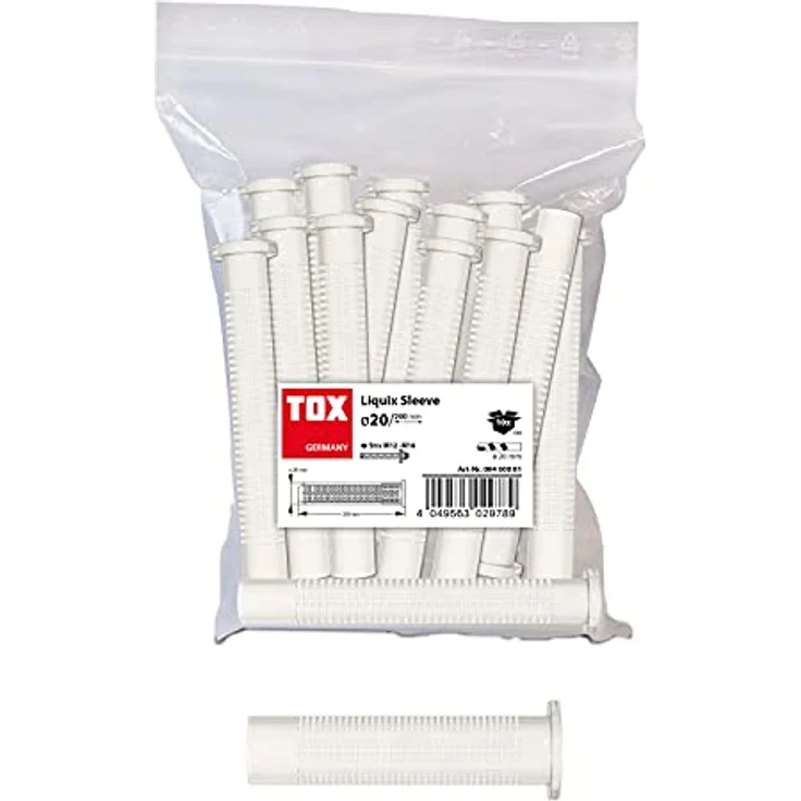 TOX 20 x 200 mm, Siebhülse Sleeve, Zubehör zur sicheren Verarbeitung Verbundmörtel in Loch-und Kammerstein, in Zulassungen für Liquix erfasst, 10 Stück im Beutel, 08460081 – Bild 1