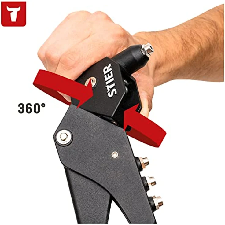 STIER Blindnieten-Satz Premium, mit 360°-Handnietzange, 500 Blindnieten, 501-teilig, Chrom-Vanadium-Stahl – Bild 5