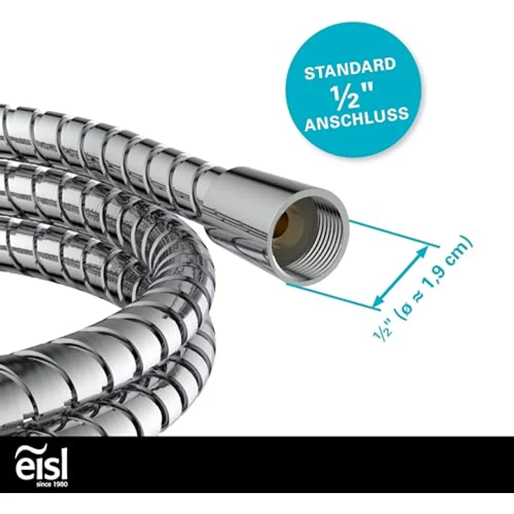 Eisl Brauseschlauch, 175 cm, Edelstahl, inkl. Wasserspardichtung - bis 50% Wasserersparnis – Bild 3