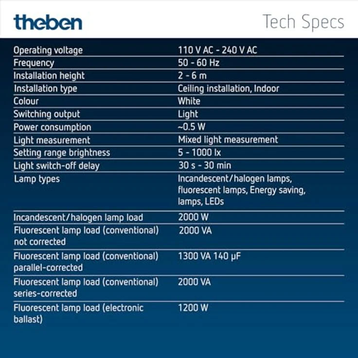 Theben thePiccola S360-100 DE WH, Passiv-Infrarot-Bewegungsmelder für Deckenmontage, 360° Erfassungsbereich, IP 55, Teach-in Funktion – Bild 4