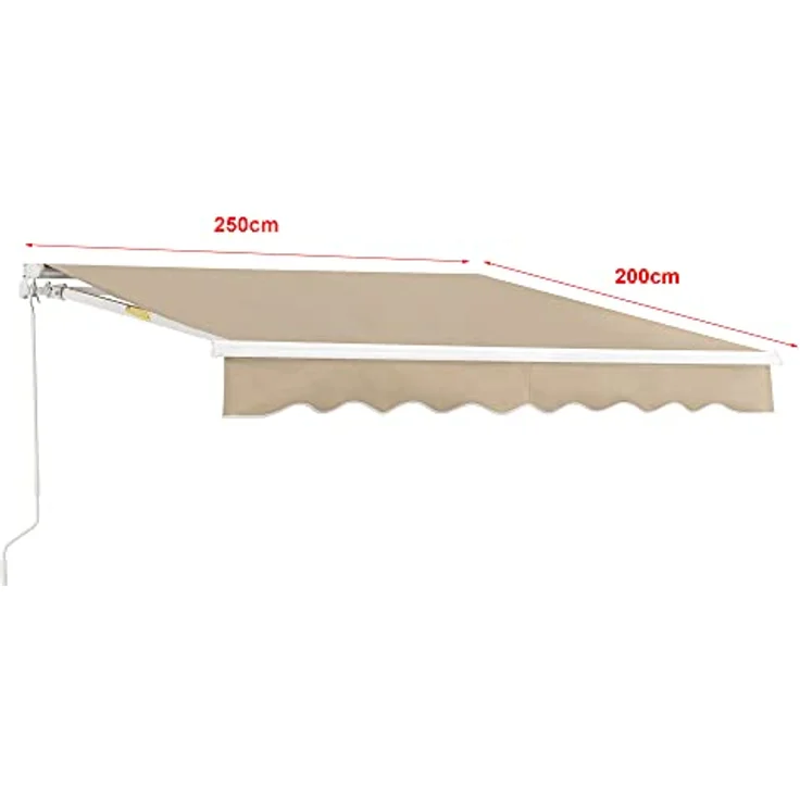 (en.casa) - Gelenkarmmarkise 250x200cm mit Handkurbel Beige – Bild 3