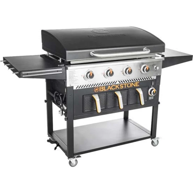 Blackstone 257-1868DK Gasgrillwagen 36-Zoll, Edelstahl, Schwarz und Orange, mit Fritteuse und großen Kochzonen