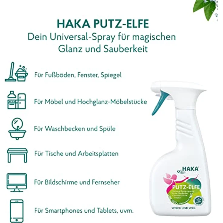 HAKA Putz-Elfe Spray 500ml Universalreiniger, streifenfrei mit bezauberndem Duft – Bild 2