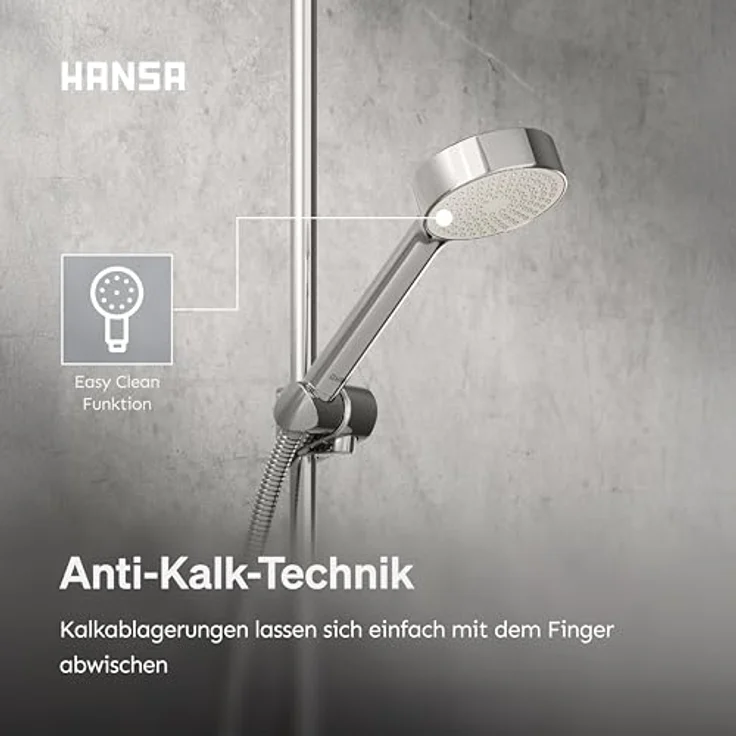 Hansa Hansabasicjet Handbrause, Anti-Kalk-Technik, Durchmesser 95 mm, 1-strahlig, Eco-Durchfluss, 44610400 – Bild 5